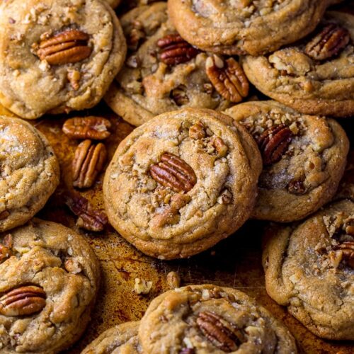 Thick, chewy, and insanely delicious Butter Pecan Cookies! And they're freezer friendly, too!