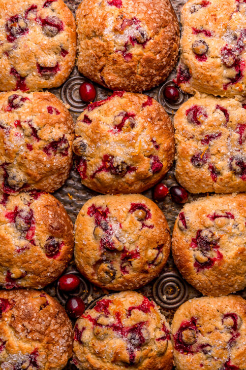 These festive Cranberry Orange Muffins feature fresh cranberries, fresh orange juice, and a touch of orange zest! Frozen cranberries can be used, but I don't suggest using dried cranberries. Bust out your muffin pan and treat yourself to a batch today!